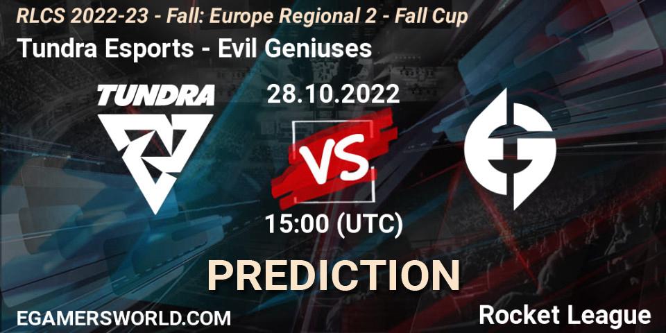 Tundra Esports - Evil Geniuses: Maç tahminleri. 28.10.22, Rocket League, RLCS 2022-23 - Fall: Europe Regional 2 - Fall Cup