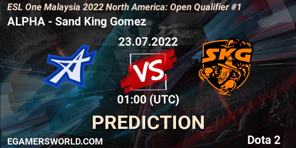 ALPHA - Sand King Gomez: Maç tahminleri. 23.07.2022 at 01:09, Dota 2, ESL One Malaysia 2022 North America: Open Qualifier #1