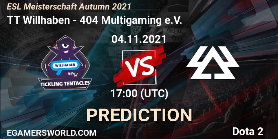 TT Willhaben - 404 Multigaming e.V.: Maç tahminleri. 04.11.2021 at 18:00, Dota 2, ESL Meisterschaft Autumn 2021