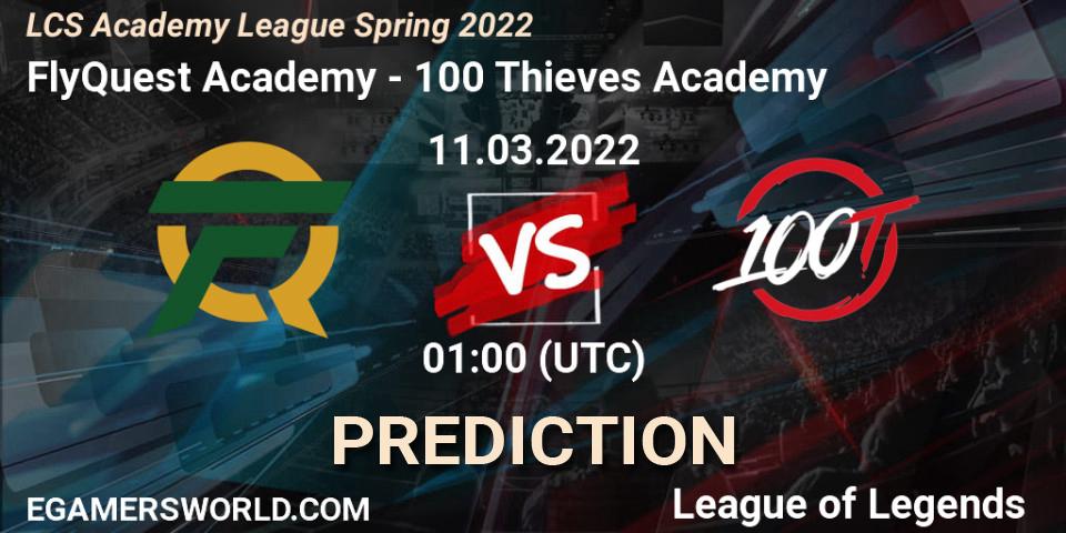 FlyQuest Academy - 100 Thieves Academy: Maç tahminleri. 11.03.2022 at 01:00, LoL, LCS Academy League Spring 2022