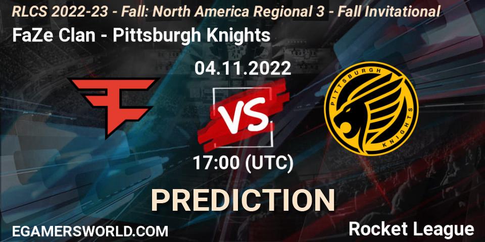 FaZe Clan - Pittsburgh Knights: Maç tahminleri. 04.11.2022 at 17:00, Rocket League, RLCS 2022-23 - Fall: North America Regional 3 - Fall Invitational