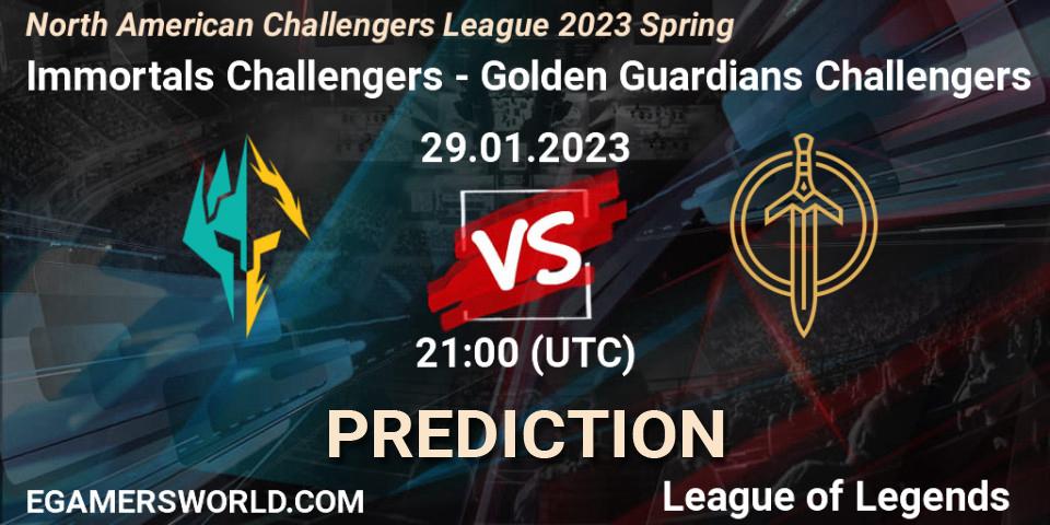 Immortals Challengers - Golden Guardians Challengers: Maç tahminleri. 29.01.23, LoL, NACL 2023 Spring - Group Stage