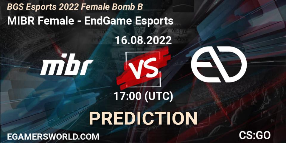 MIBR Female - EndGame Esports: Maç tahminleri. 16.08.2022 at 17:00, Counter-Strike (CS2), Monster Energy BGS Bomb B Women Cup 2022