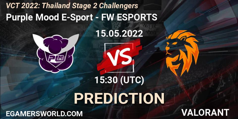 Purple Mood E-Sport - FW ESPORTS: Maç tahminleri. 15.05.2022 at 12:30, VALORANT, VCT 2022: Thailand Stage 2 Challengers