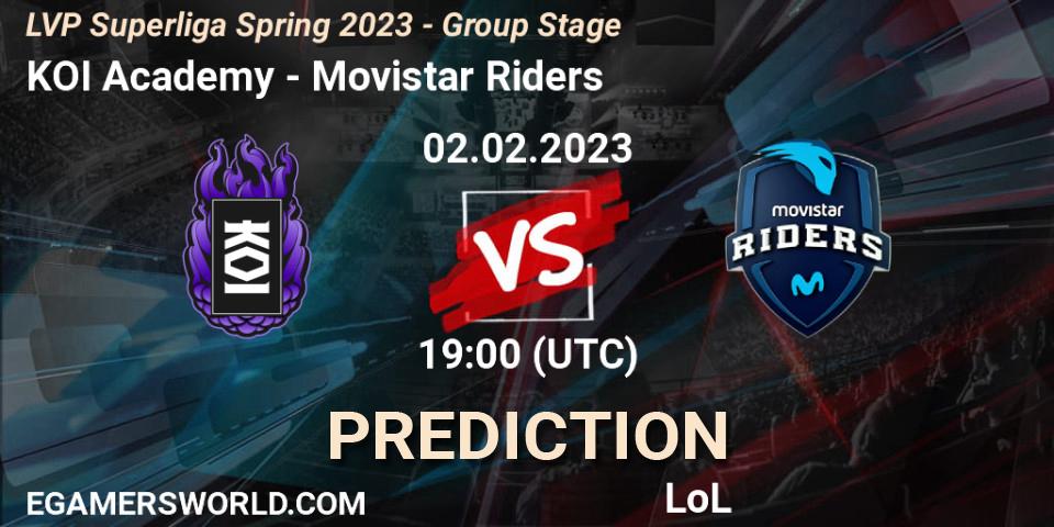 KOI Academy - Movistar Riders: Maç tahminleri. 02.02.2023 at 19:00, LoL, LVP Superliga Spring 2023 - Group Stage