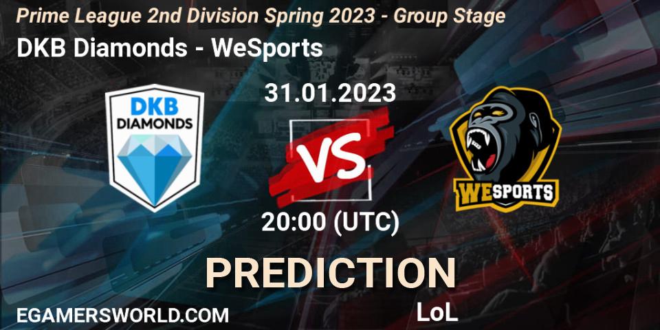 DKB Diamonds - WeSports: Maç tahminleri. 31.01.23, LoL, Prime League 2nd Division Spring 2023 - Group Stage