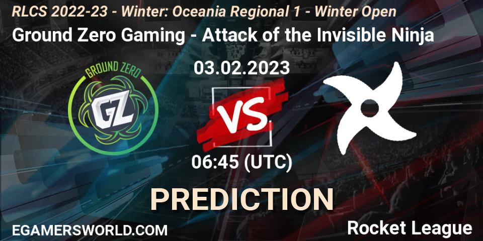Ground Zero Gaming - Attack of the Invisible Ninja: Maç tahminleri. 03.02.2023 at 06:45, Rocket League, RLCS 2022-23 - Winter: Oceania Regional 1 - Winter Open
