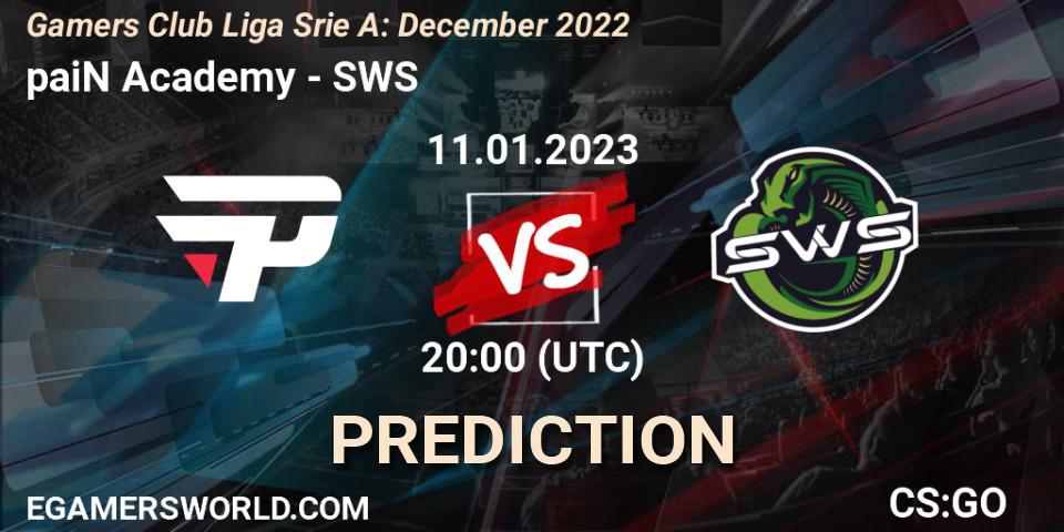 paiN Academy - SWS: Maç tahminleri. 11.01.2023 at 20:00, Counter-Strike (CS2), Gamers Club Liga Série A: December 2022