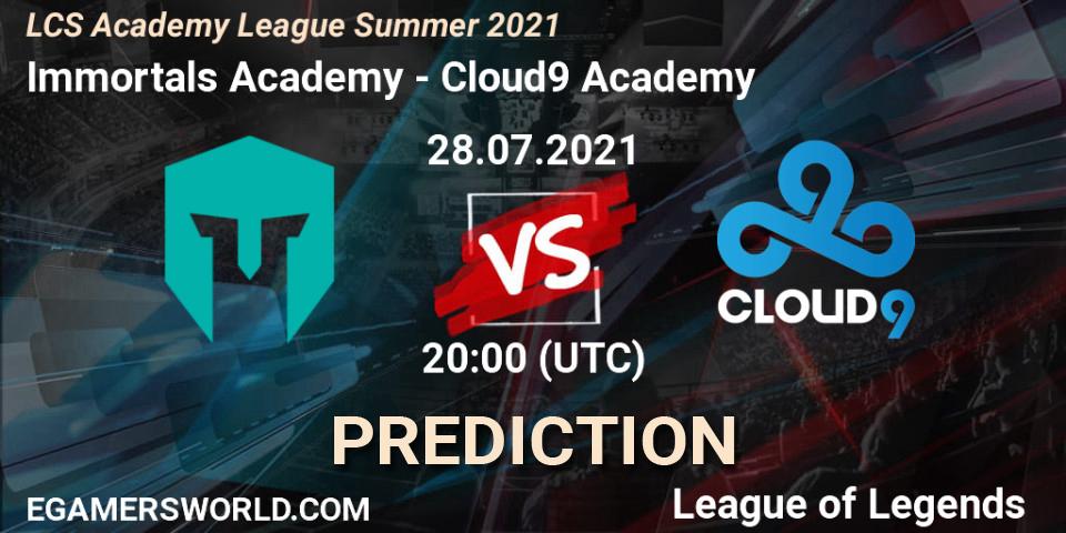 Immortals Academy - Cloud9 Academy: Maç tahminleri. 28.07.2021 at 20:00, LoL, LCS Academy League Summer 2021