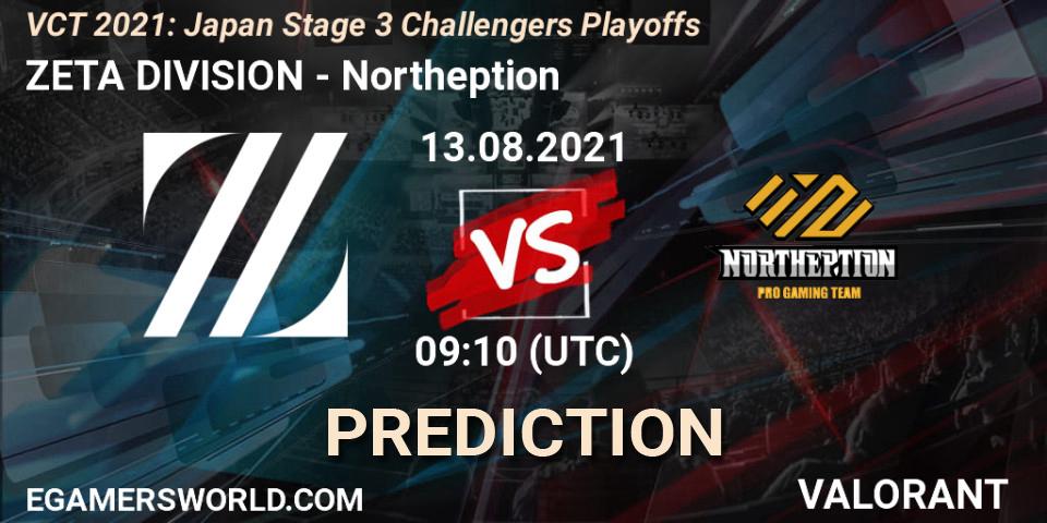 ZETA DIVISION - Northeption: Maç tahminleri. 13.08.2021 at 09:10, VALORANT, VCT 2021: Japan Stage 3 Challengers Playoffs