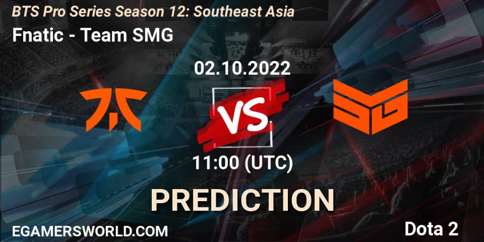 Fnatic - Team SMG: Maç tahminleri. 02.10.2022 at 11:13, Dota 2, BTS Pro Series Season 12: Southeast Asia