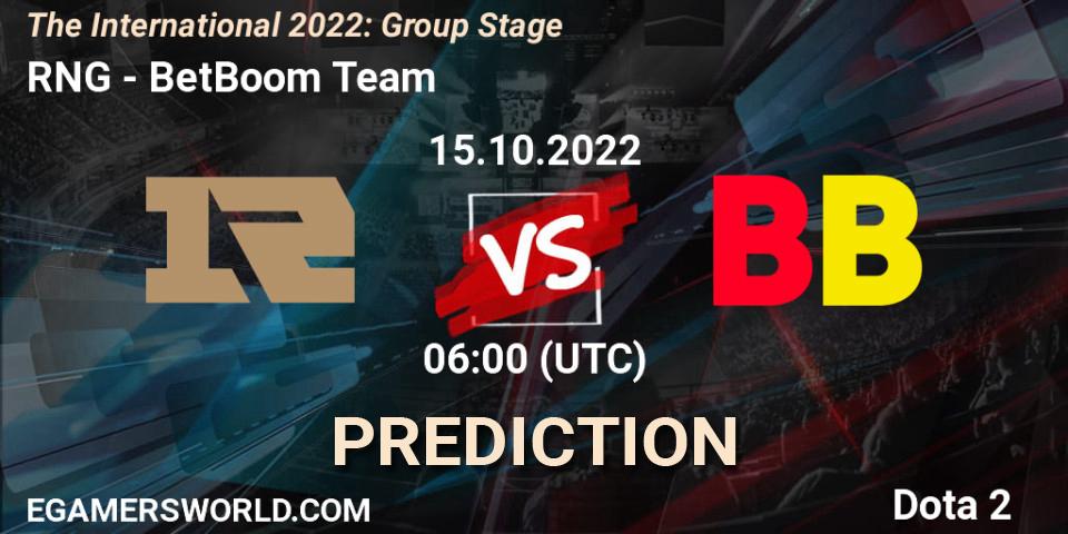 RNG - BetBoom Team: Maç tahminleri. 15.10.22, Dota 2, The International 2022: Group Stage