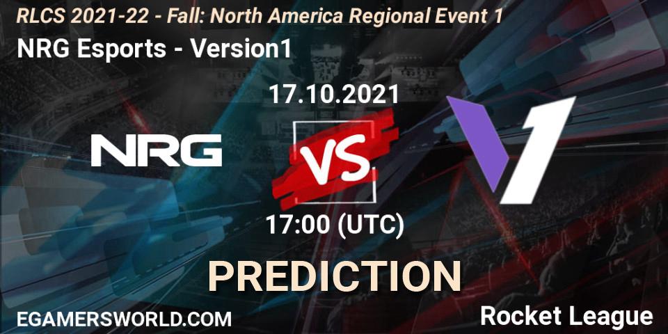 NRG Esports - Version1: Maç tahminleri. 17.10.2021 at 17:00, Rocket League, RLCS 2021-22 - Fall: North America Regional Event 1