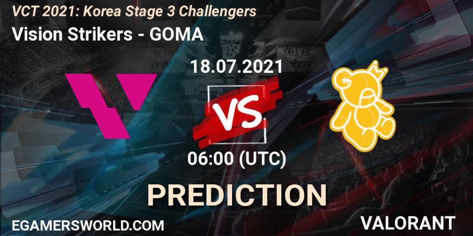 Vision Strikers - GOMA: Maç tahminleri. 18.07.2021 at 06:00, VALORANT, VCT 2021: Korea Stage 3 Challengers
