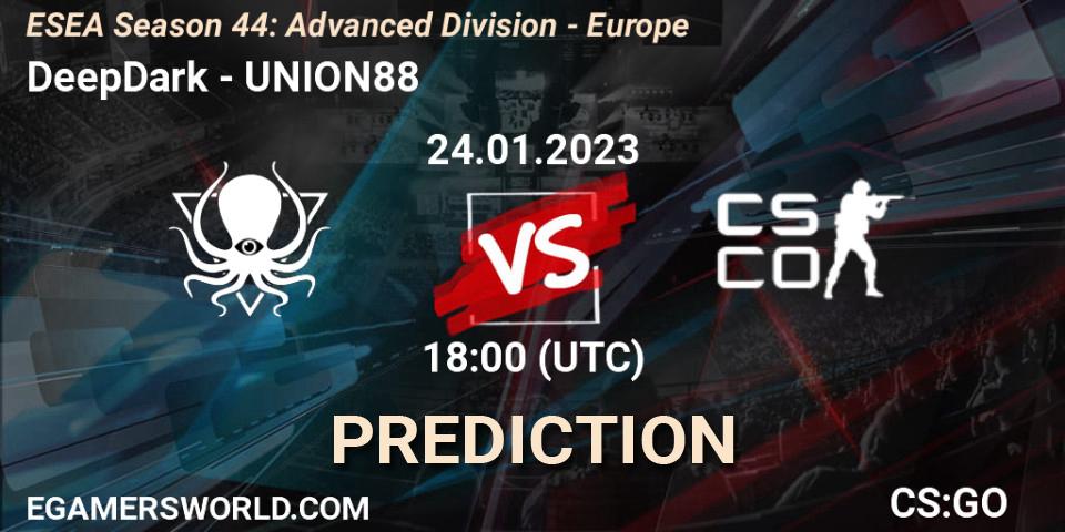 DeepDark - UNION88: Maç tahminleri. 24.01.2023 at 18:00, Counter-Strike (CS2), ESEA Season 44: Advanced Division - Europe