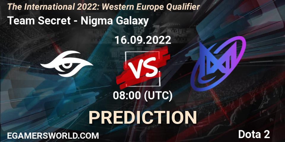 Team Secret - Nigma Galaxy: Maç tahminleri. 16.09.22, Dota 2, The International 2022: Western Europe Qualifier