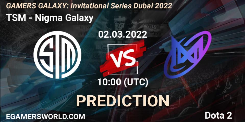 TSM - Nigma Galaxy: Maç tahminleri. 02.03.2022 at 10:00, Dota 2, GAMERS GALAXY: Invitational Series Dubai 2022