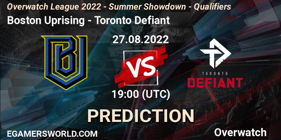 Boston Uprising - Toronto Defiant: Maç tahminleri. 27.08.2022 at 19:00, Overwatch, Overwatch League 2022 - Summer Showdown - Qualifiers