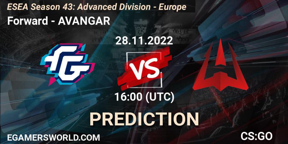 Forward - AVANGAR: Maç tahminleri. 28.11.22, CS2 (CS:GO), ESEA Season 43: Advanced Division - Europe