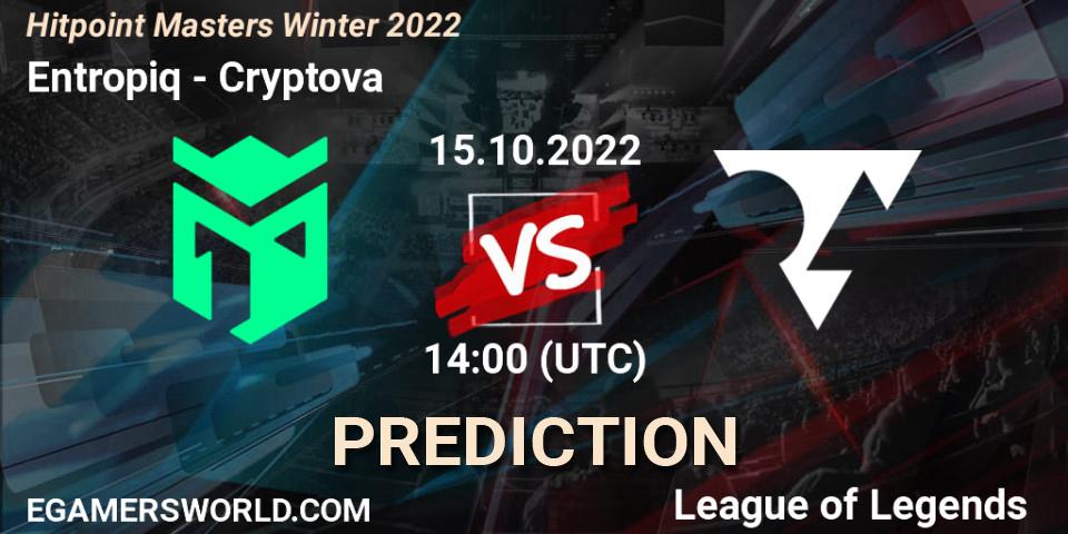 Entropiq - Cryptova: Maç tahminleri. 16.10.2022 at 13:50, LoL, Hitpoint Masters Winter 2022