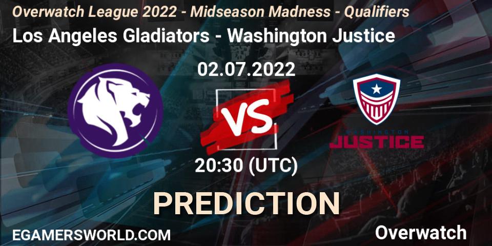 Los Angeles Gladiators - Washington Justice: Maç tahminleri. 02.07.2022 at 20:30, Overwatch, Overwatch League 2022 - Midseason Madness - Qualifiers