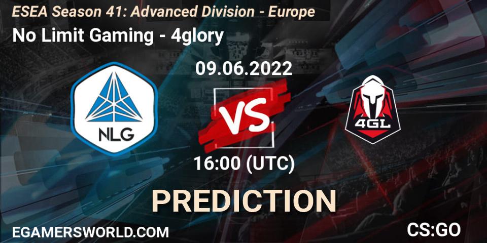 No Limit Gaming - 4glory: Maç tahminleri. 09.06.2022 at 16:00, Counter-Strike (CS2), ESEA Season 41: Advanced Division - Europe