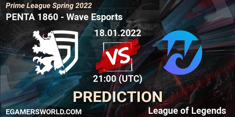 PENTA 1860 - Wave Esports: Maç tahminleri. 18.01.2022 at 21:20, LoL, Prime League Spring 2022