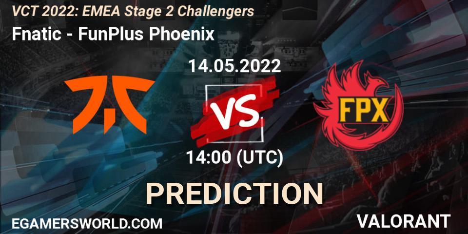 Fnatic - FunPlus Phoenix: Maç tahminleri. 14.05.2022 at 14:05, VALORANT, VCT 2022: EMEA Stage 2 Challengers