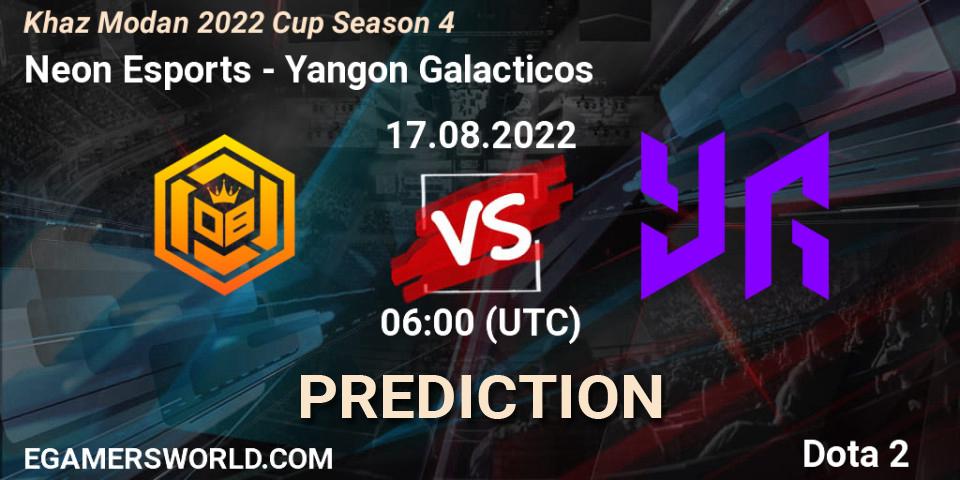 Neon Esports - Yangon Galacticos: Maç tahminleri. 17.08.2022 at 06:00, Dota 2, Khaz Modan 2022 Cup Season 4
