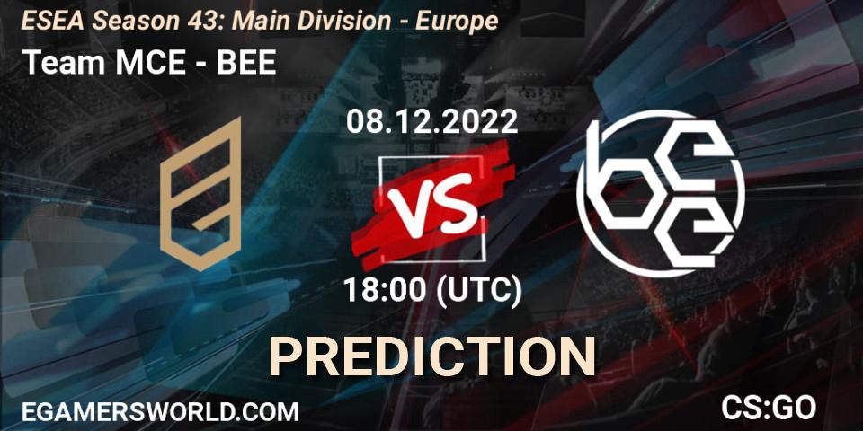 Team MCE - BEE: Maç tahminleri. 08.12.22, CS2 (CS:GO), ESEA Season 43: Main Division - Europe