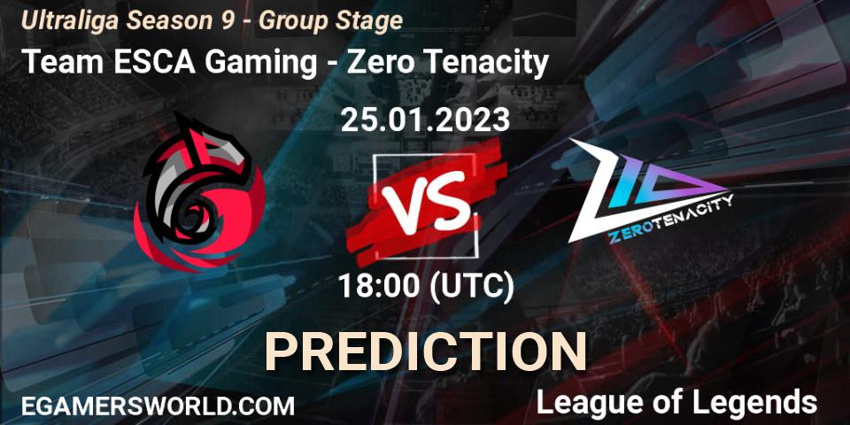 Team ESCA Gaming - Zero Tenacity: Maç tahminleri. 25.01.2023 at 18:00, LoL, Ultraliga Season 9 - Group Stage