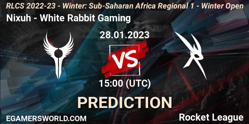 Nixuh - White Rabbit Gaming: Maç tahminleri. 28.01.23, Rocket League, RLCS 2022-23 - Winter: Sub-Saharan Africa Regional 1 - Winter Open