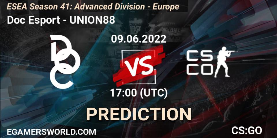 Doc Esport - UNION88: Maç tahminleri. 09.06.2022 at 17:00, Counter-Strike (CS2), ESEA Season 41: Advanced Division - Europe