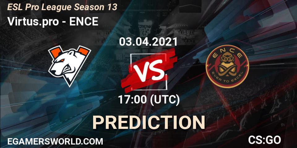 Virtus.pro - ENCE: Maç tahminleri. 03.04.2021 at 13:30, Counter-Strike (CS2), ESL Pro League Season 13
