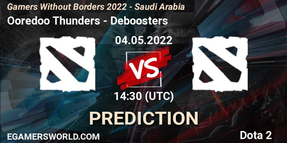 Ooredoo Thunders - Deboosters: Maç tahminleri. 04.05.2022 at 14:48, Dota 2, Gamers Without Borders 2022 - Saudi Arabia