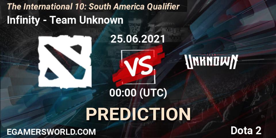 Infinity Esports - Team Unknown: Maç tahminleri. 24.06.2021 at 23:12, Dota 2, The International 10: South America Qualifier