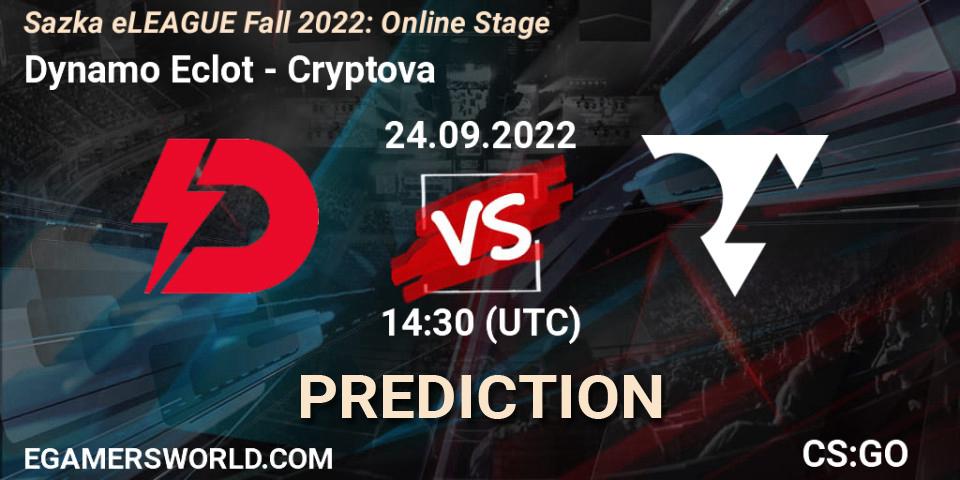 Dynamo Eclot - Cryptova: Maç tahminleri. 24.09.2022 at 14:30, Counter-Strike (CS2), Sazka eLEAGUE Fall 2022: Online Stage