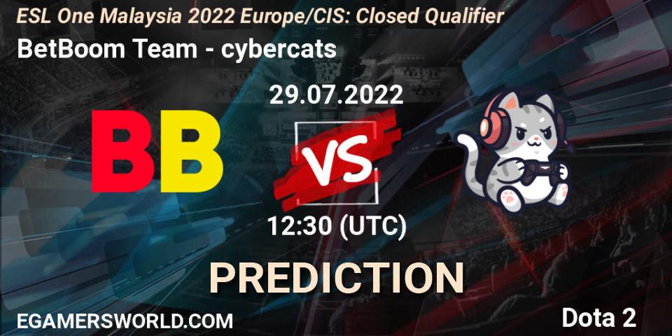 BetBoom Team - cybercats: Maç tahminleri. 29.07.2022 at 12:30, Dota 2, ESL One Malaysia 2022 Europe/CIS: Closed Qualifier