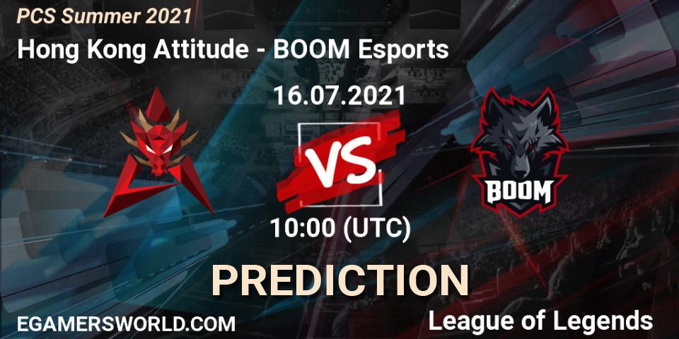 Hong Kong Attitude - BOOM Esports: Maç tahminleri. 16.07.2021 at 10:00, LoL, PCS Summer 2021