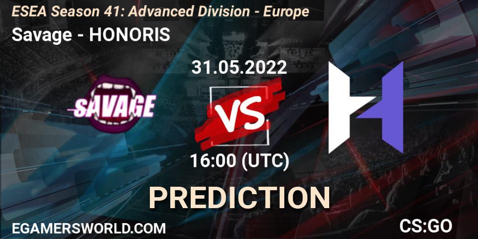Savage - HONORIS: Maç tahminleri. 01.06.2022 at 16:00, Counter-Strike (CS2), ESEA Season 41: Advanced Division - Europe