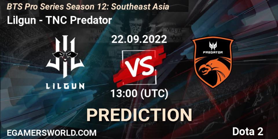 Lilgun - TNC Predator: Maç tahminleri. 22.09.22, Dota 2, BTS Pro Series Season 12: Southeast Asia