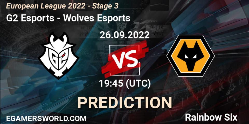 G2 Esports - Wolves Esports: Maç tahminleri. 26.09.2022 at 19:45, Rainbow Six, European League 2022 - Stage 3