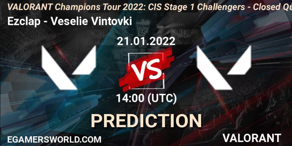 Ezclap - Veselie Vintovki: Maç tahminleri. 21.01.2022 at 14:00, VALORANT, VCT 2022: CIS Stage 1 Challengers - Closed Qualifier 2