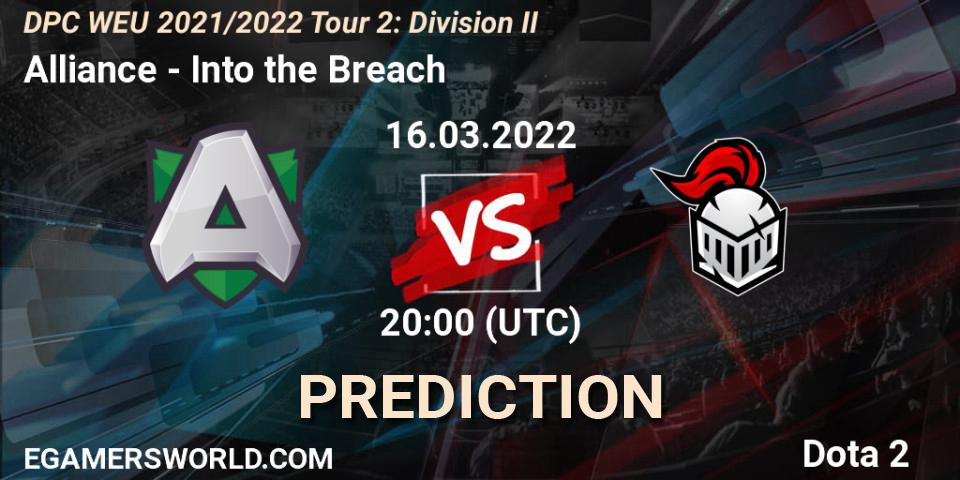 Alliance - Into the Breach: Maç tahminleri. 16.03.22, Dota 2, DPC 2021/2022 Tour 2: WEU Division II (Lower) - DreamLeague Season 17