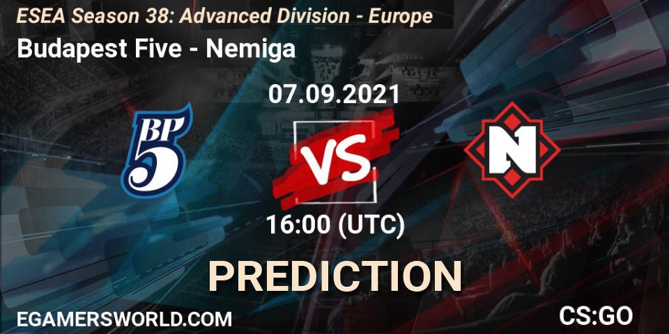 Budapest Five - Nemiga: Maç tahminleri. 07.09.2021 at 16:00, Counter-Strike (CS2), ESEA Season 38: Advanced Division - Europe