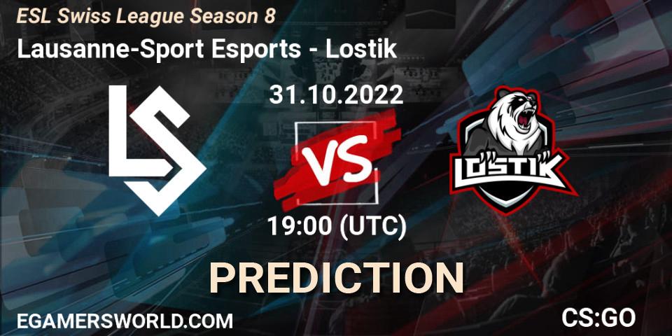 Lausanne-Sport Esports - Lostik: Maç tahminleri. 31.10.2022 at 19:00, Counter-Strike (CS2), ESL Swiss League Season 8