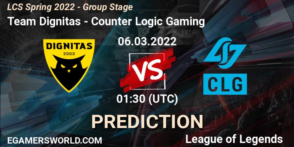 Team Dignitas - Counter Logic Gaming: Maç tahminleri. 06.03.2022 at 01:15, LoL, LCS Spring 2022 - Group Stage