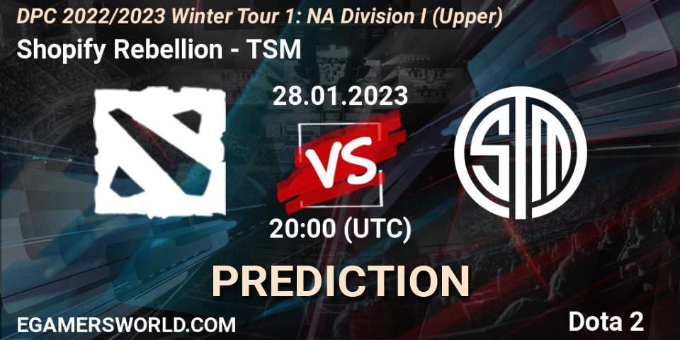 Shopify Rebellion - TSM: Maç tahminleri. 28.01.23, Dota 2, DPC 2022/2023 Winter Tour 1: NA Division I (Upper)