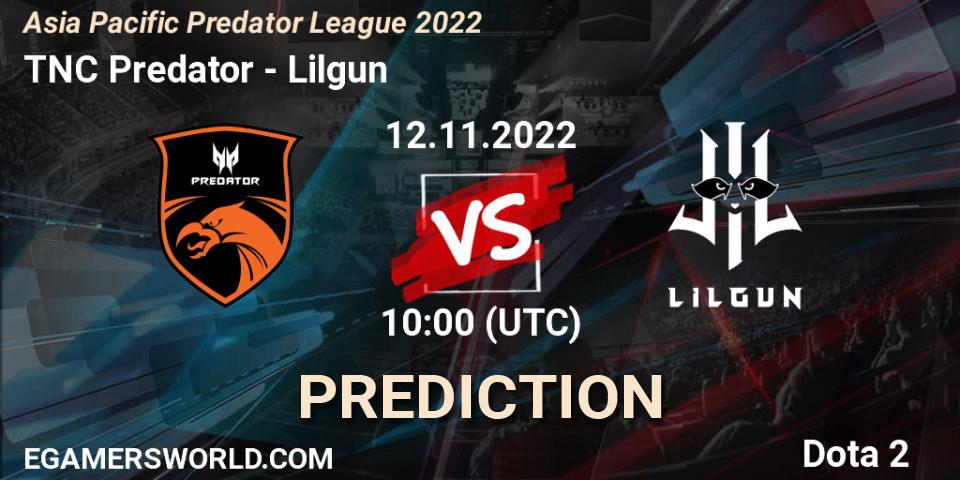 TNC Predator - Lilgun: Maç tahminleri. 12.11.22, Dota 2, Asia Pacific Predator League 2022