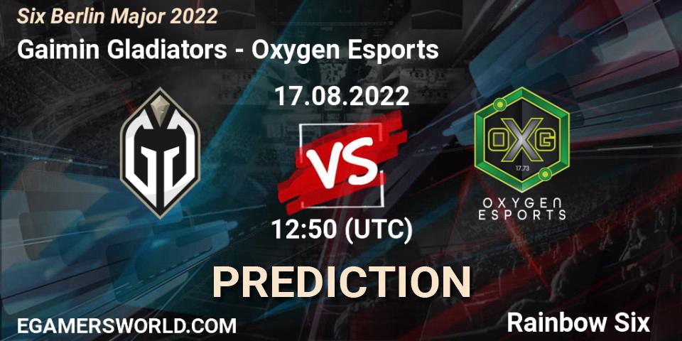 Oxygen Esports - Gaimin Gladiators: Maç tahminleri. 17.08.2022 at 12:50, Rainbow Six, Six Berlin Major 2022